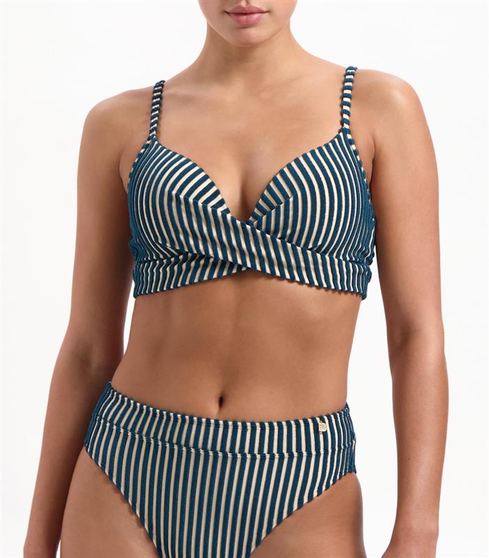 Knitted Stripe twist bikini top 