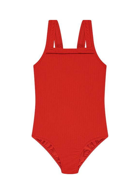 Fiery Red girls regular swimsuit 