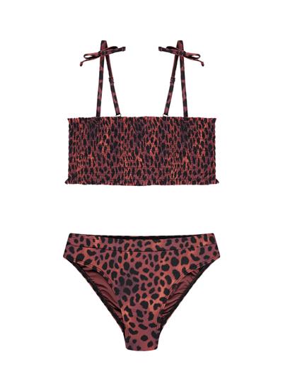 Leopard Lover Mädchen Shirring Bikini-Set 