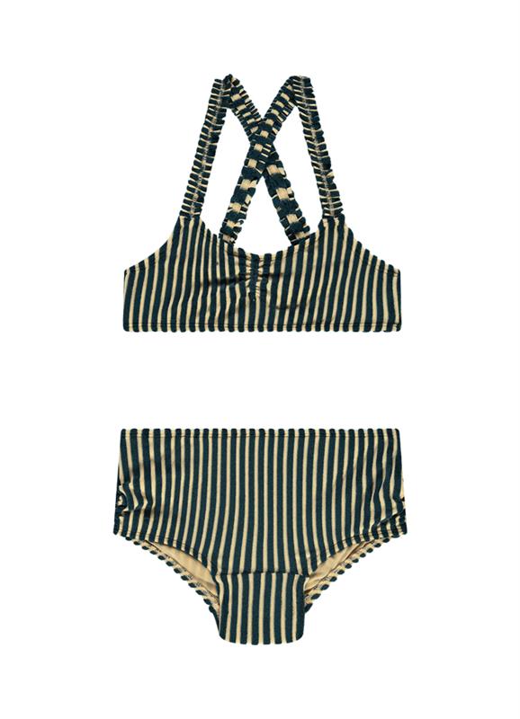 Knitted Stripe girls ruches bikini set 