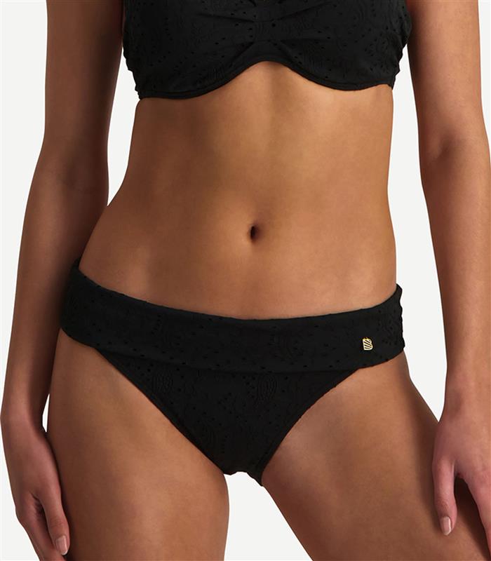 Black Embroidery turn over bikini bottom 