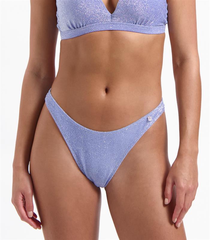 Lavender Glitter High-Leg Bikini-Hose 