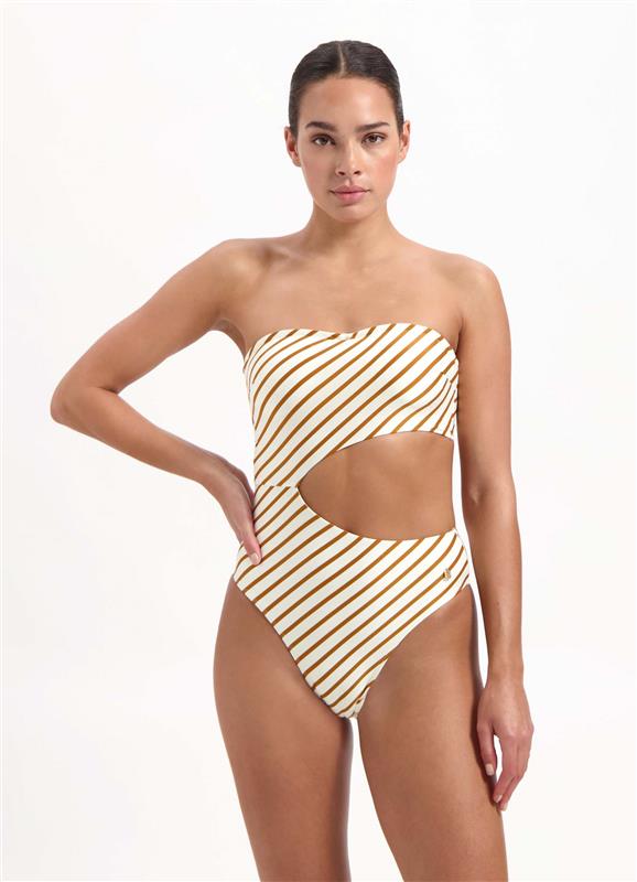 Spice Stripe cut out swimsuit 