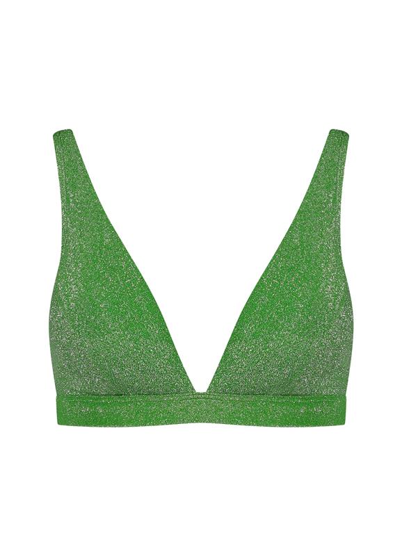 Lime Glitter V-shape Bikini-Top 